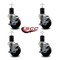 Service Caster 3.5'' Soft Rubber Swivel 1-3/4'' Expanding Stem Caster Set with Brake, 4PK SCC-EX20S3514-SRS-TLB-134-4 - alternate 2